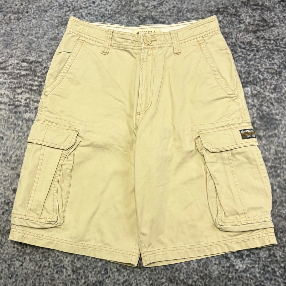 Aeropostale Cargo Shorts Mens 29 Beige Baggy Utility Skater Preppy Vintage Y2K